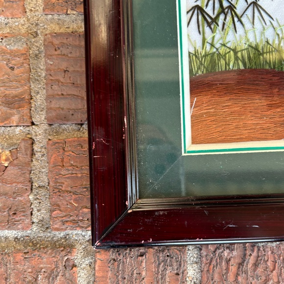 Framed Handmade Silk Embroidery Asian Village Scene Size 13.5”x17.5” - Picture 6 of 8